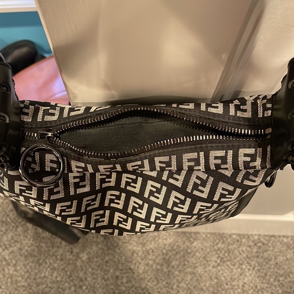 Fendi bag shoulder bag back and gray 12” tall purse shoulder bag - Picture 5 of 7